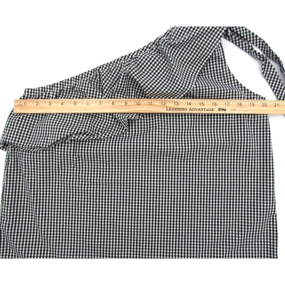 Vineyard Vines Blouse Womens 12 Plaid Stretch Seersucker Ruffle One Shoulder Tie - Picture 10 of 13